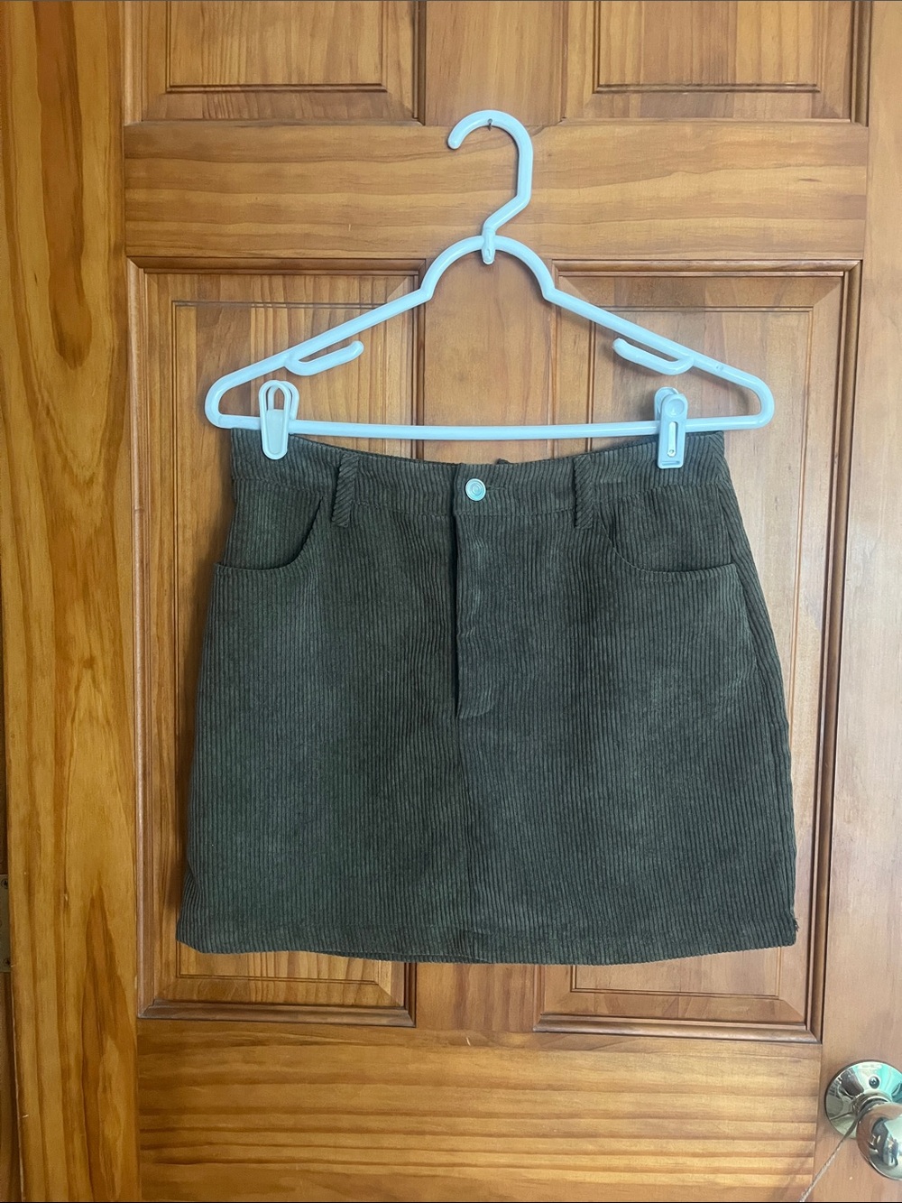 SHEIN Olive Green Corduroy Mini Skirt